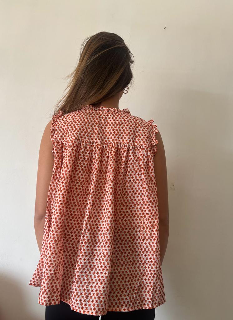 Evelina Top Denia Papaya detail